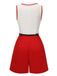 [Pre-Sale] Red 1940s Contrast Binding Lapel Romper