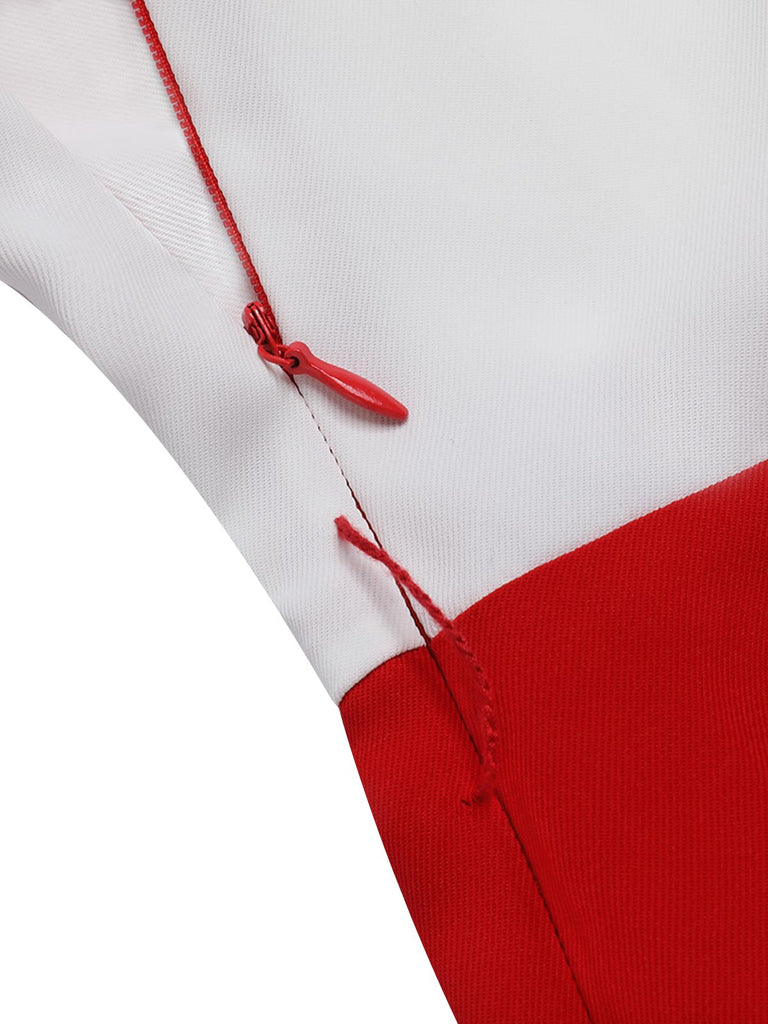[Pre-Sale] Red 1940s Contrast Binding Lapel Romper