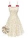 [Pre-Sale] Beige 1950s Polka Dots Bow Straps Dress