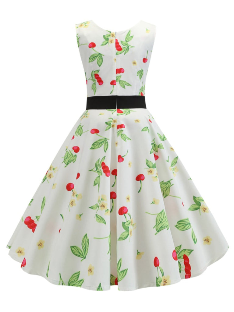 1950s Cherry Buttoned Sleeveless Dress