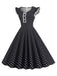 Black 1950s Polka Dots Ruffles Dress