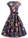1950s Round Neck Stars Belted Dress