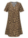 1960s Retro Leopard Short Sleeves Dress