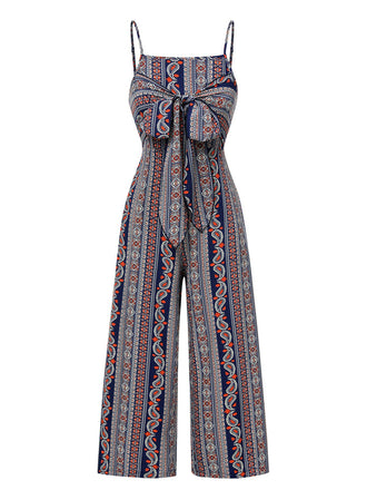 1930s Spaghetti Strap Bohemian Tie-Front Jumpsuit