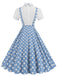 1950s Patchwork Lapel Collar Suspender Dress