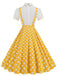 1950s Patchwork Lapel Collar Suspender Dress