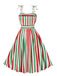 1950s Spaghetti Strap Stripes Color-Patchwork Dress