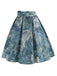 Retro Blue 1950s Lotus Painting Bow Skirt