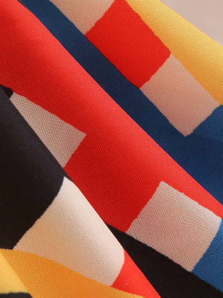 Multicolor 1950s Diagonal Plaid Swing Skirt