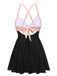 Pink & Black 1940s Front Cutout Strap Swimsuit