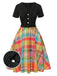[Pre-Sale] Multicolor 1940s Lapel Plaids Belted Dress