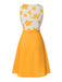 Yellow 1960s Floral Bow Sleeveless Dress