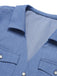 Blue 1950s Solid Waist Tie Lapel Blouse
