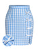 Blue 1960s Plaid BowKnot Skirts