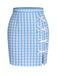[Pre-Sale] 2PCS Blue 1960s Plaid Ruffled Hem Tops & BowKnot Skirts