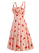 1950s Botanical Print Strap High Waist Dress