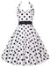 1950s Halter Contrast Polka Dots Belted Dress