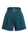 2PCS 1950s Floral Crewl Halter Top & Shorts With Belt