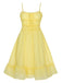Yellow 1940s Spaghetti Strap Ruffle Hem Dress
