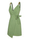 Light Green 1960s V-Neck Chain Strap Solid Dress