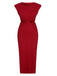 Red 1960s Solid Cutout Twist Slit Dress