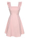 Pink 1950s Solid Ruffle Sleeveless Dress