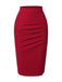 Red 1940s Pleated Button Pencil Skirt