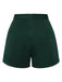 Dark Green 1940s Solid Button Shorts