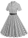 1950s Polka Dots Lapel Belted Dress