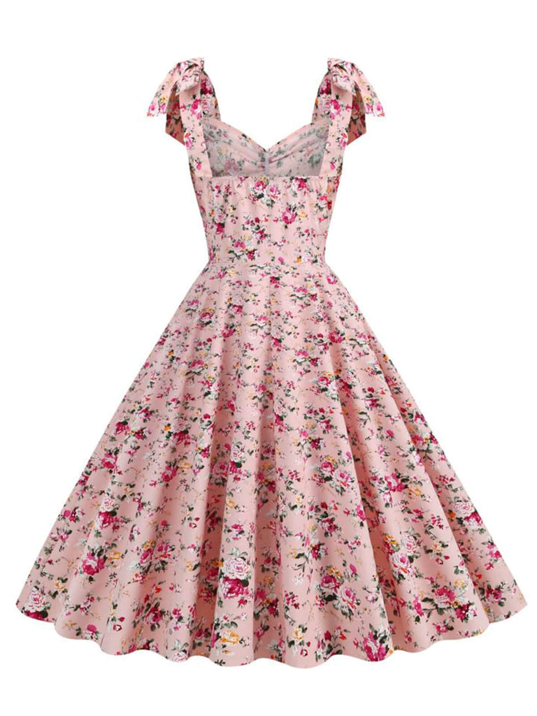 1950s Ditsy Floral Tie Swing Dress