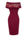 Deep Red 1960s Off-Shoulder Embroidered Dress
