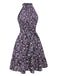 Purple 1950s Ditsy Floral Sleeveless Dress