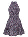 Purple 1950s Ditsy Floral Sleeveless Dress