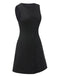Black 1960s Solid Button Sleeveless Bodycon Dress