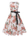 1950s Floral Bow Belt Vintage Dress