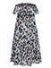 1950s Strapless Leopard Colorblock Ruffles Dress