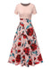 1970s Round Neck Floral Patchwork Dress