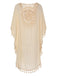 Beige 1950s Batwing Sleeves Tassel Cover-Up