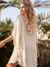 Beige 1950s Batwing Sleeves Tassel Cover-Up