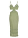 Green 1960s Solid Tassel Hem Suspender Dress