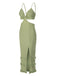 Green 1960s Solid Tassel Hem Suspender Dress