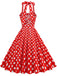 1950s Polka Dot Halter Neck Belt Dress