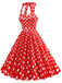 1950s Polka Dot Halter Neck Belt Dress