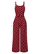 [Pre-Sale] Deep Red 1940s Polka Dot Straps Jumpsuit