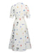 White 1940s Soleil Print Shirt Lapel Dress