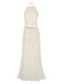 2PCS White 1970s Wrinkle Halter Backless Top & Skirts