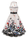 Multicolor 1950s Halter Floral Lace Hem Dress