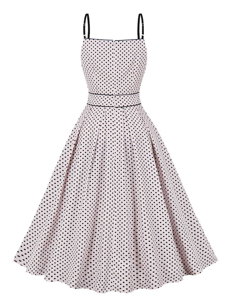 Pale Pink 1950s Polka Dots Swing Dress