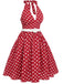 [Plus Size] Red 1950s Polka Dot Halter Dress