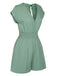 Green 1950s V-Neck Smocked Cap Sleeves Romper